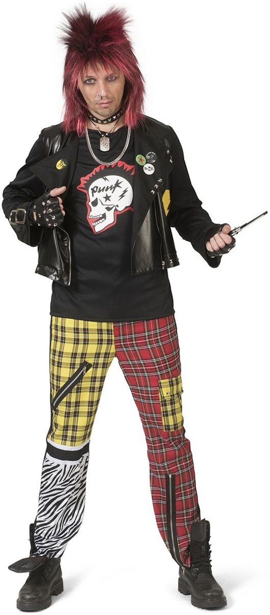 Punk & Rock Kostuum | Luidruchtige Punk Sid | Man | Maat 52-54 | Carnaval kostuum | Verkleedkleding